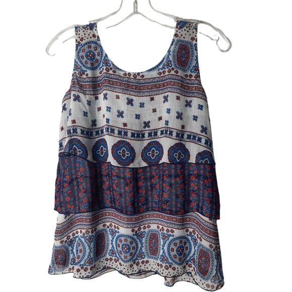 Live and Let Live sleeveless red white blue layered top PS - Picture 2 of 10